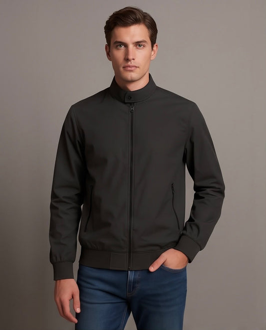 2H #8836 Black stand up collar Slim Fit casual jacket