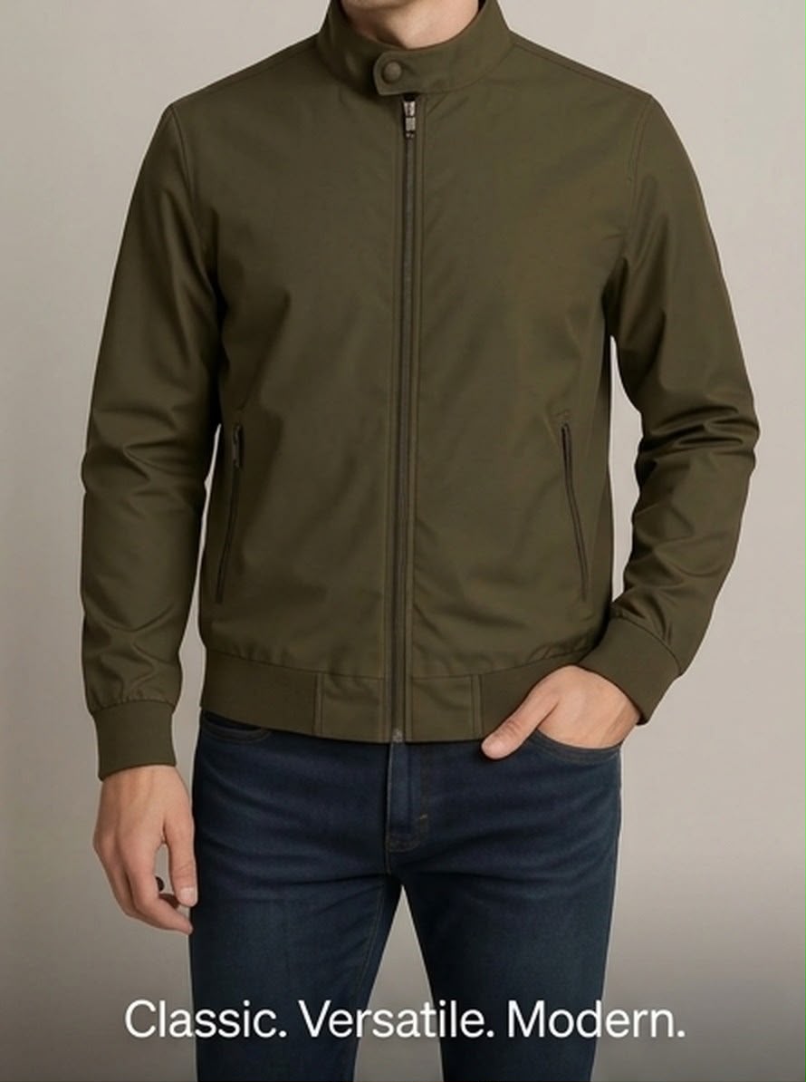 2H #8836 Brown stand up collar Slim Fit casual jacket