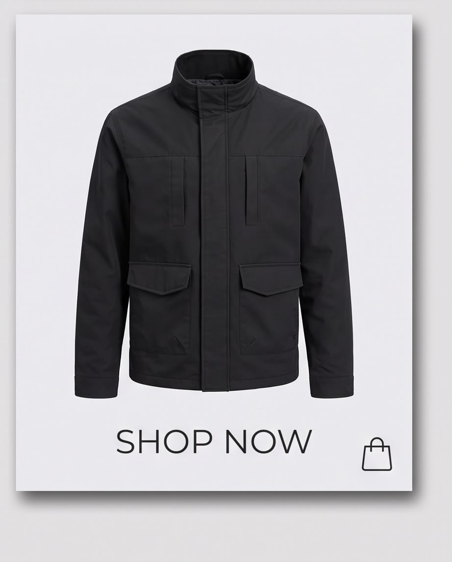 2H #88068 Black stand up collar casual jacket