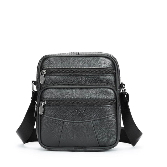 2H #6106 Genuine leather Black Shoulder messenger bag