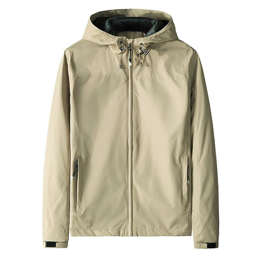 2H Beige Hooded Lightweight Casual Jacket