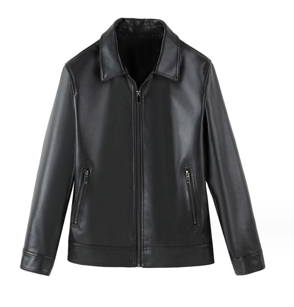 2H #6806 Black Leather Casual Jacket