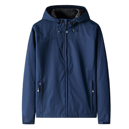 2H Navy Hooded Lightweight Casual Jacket