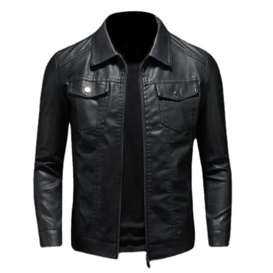 2H #004 Black Leather Casual Jacket
