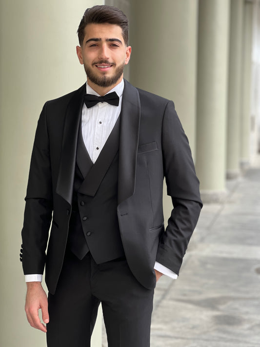 2H Black Wedding Suit 2 Pieces