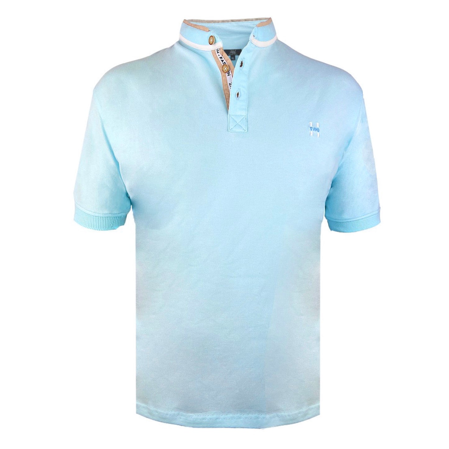 2H #77041 Baby Blue Stand Up Collar T-shirt