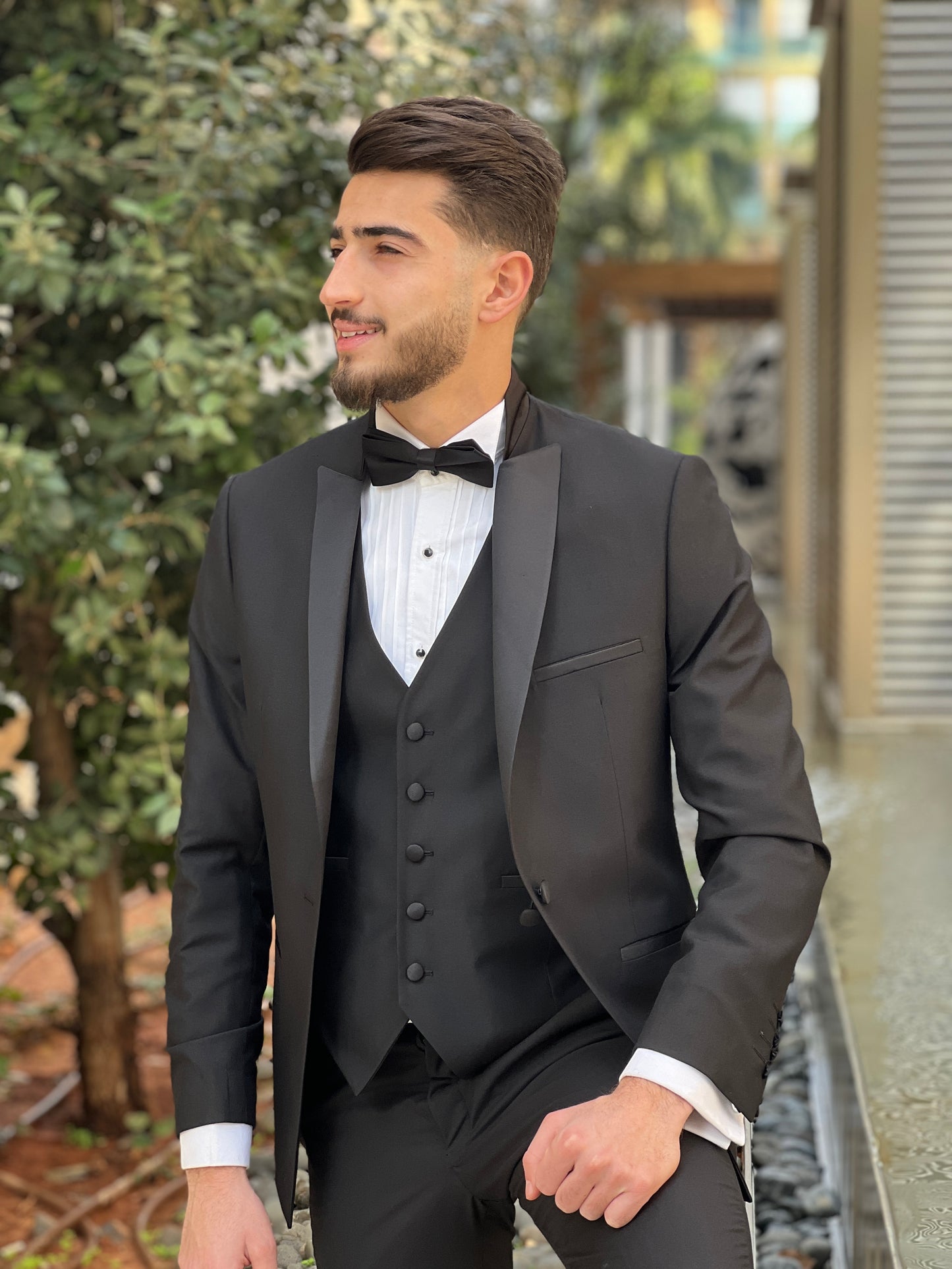 2H Black Wedding Suit