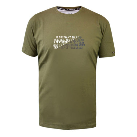 2H #88161 Olive Green Printed T-shirt