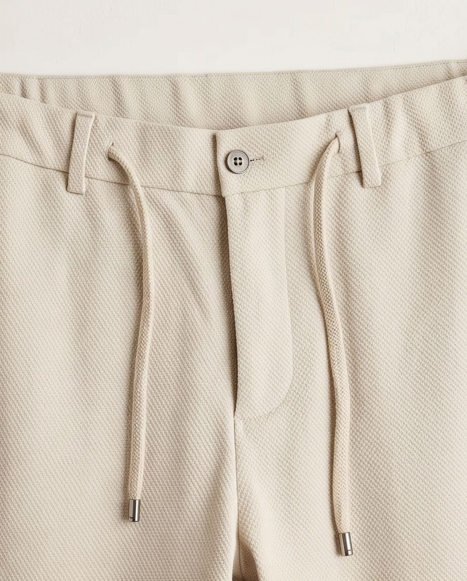 2H #26924 Beige Casual Embossed Pant with rope
