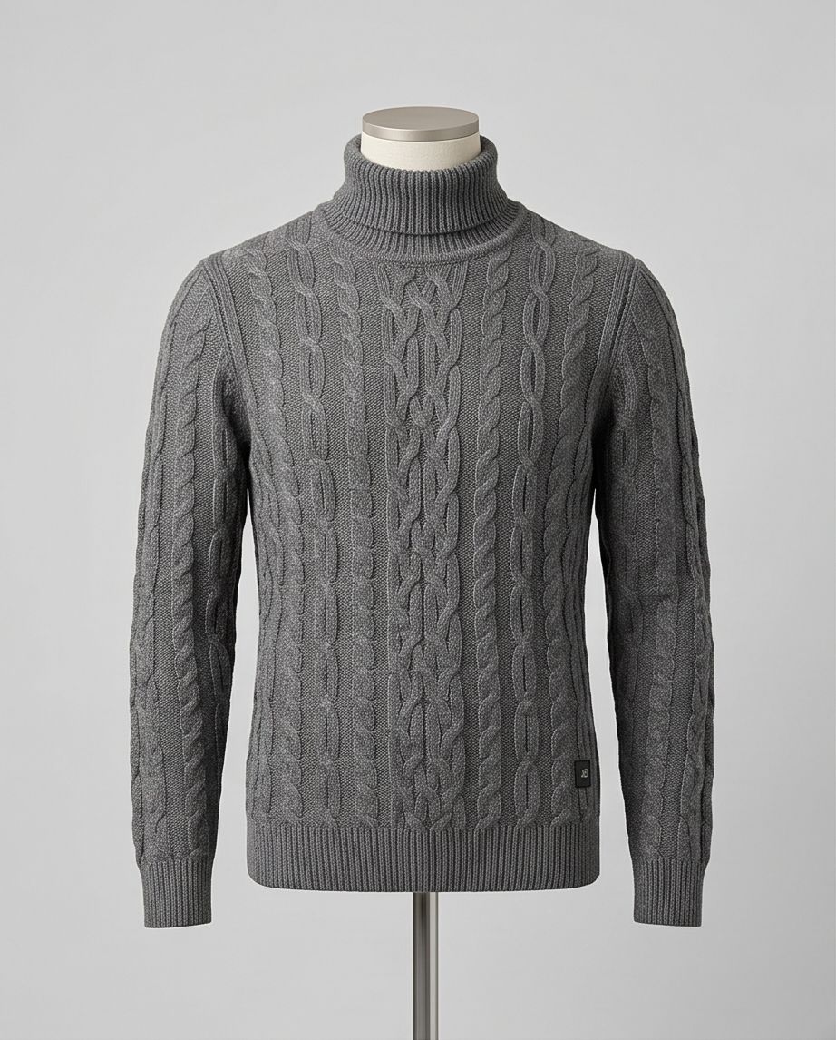 2H #303 Gray High Neck Knitted Sweater