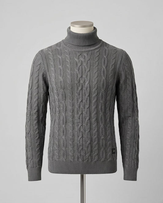 2H #303 Gray High Neck Knitted Sweater
