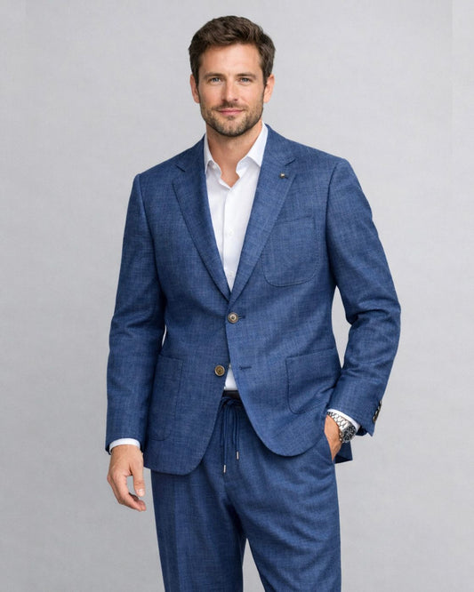 2H #005-2001-03 Blue Formal Suit With Rope