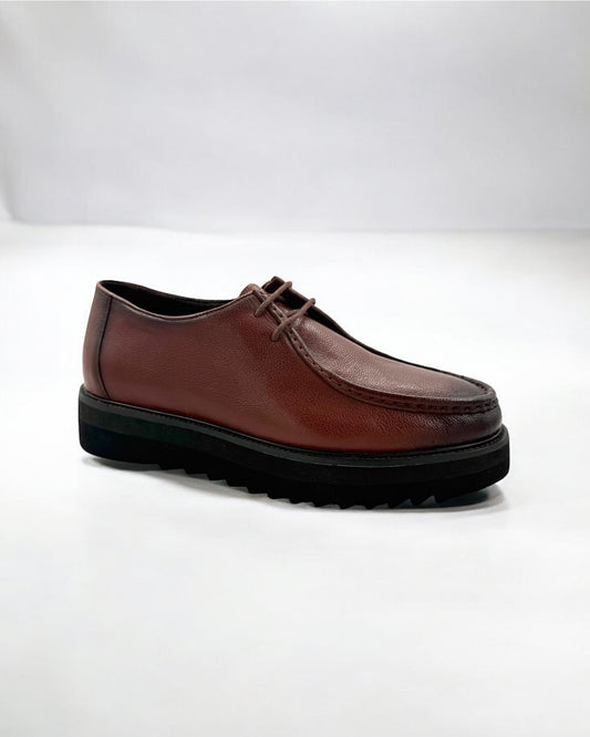 2H #S8018-103 Genuine Leather Brown Casual Shoes