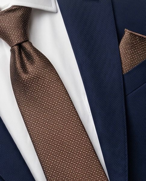 2H Brown Necktie With Foulard