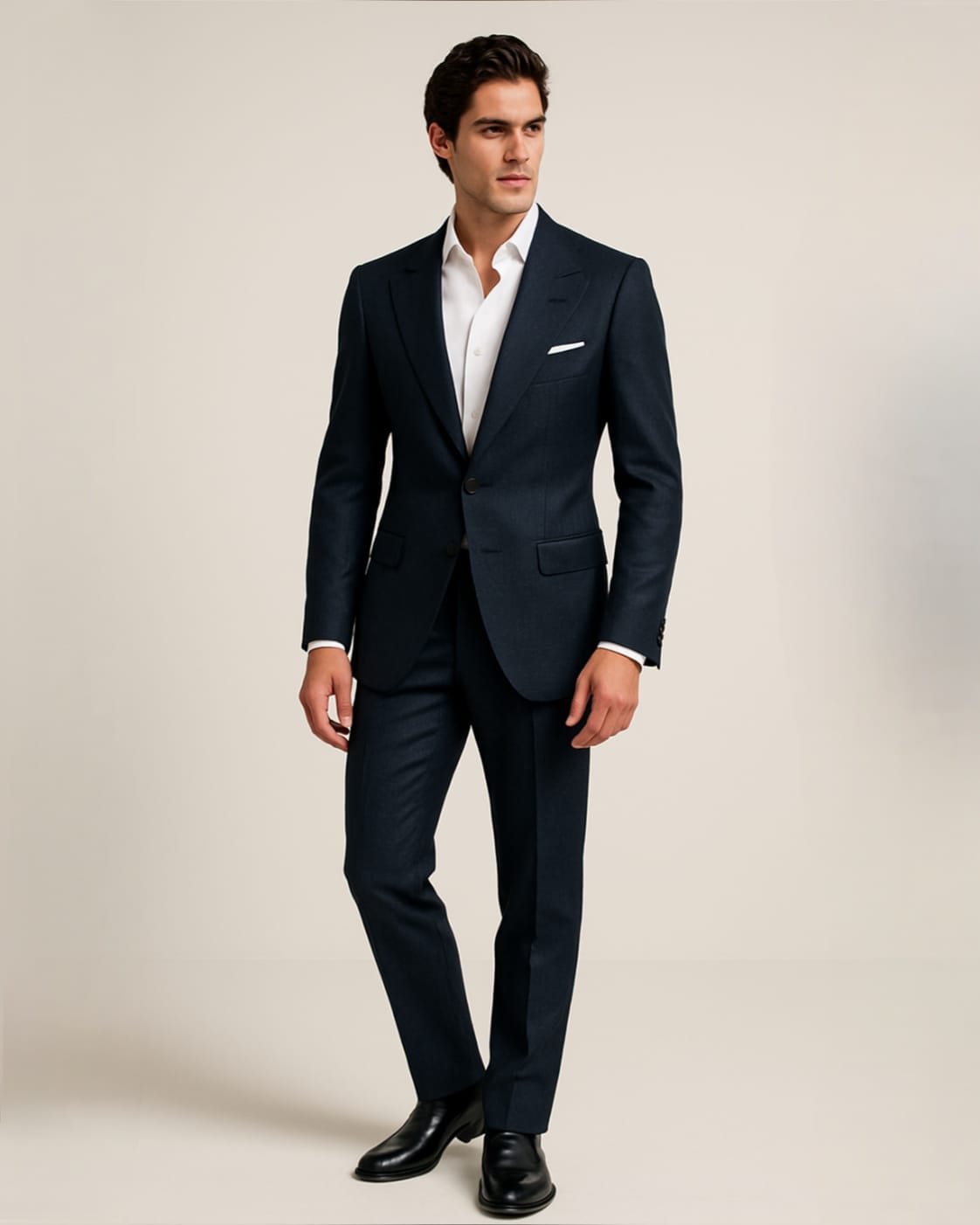 2H Navy Casual Plain Suit