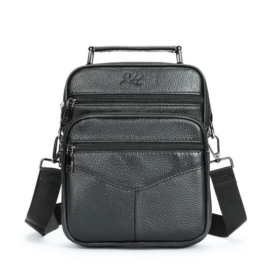 2H #6042 Genuine leather Black Shoulder messenger bag