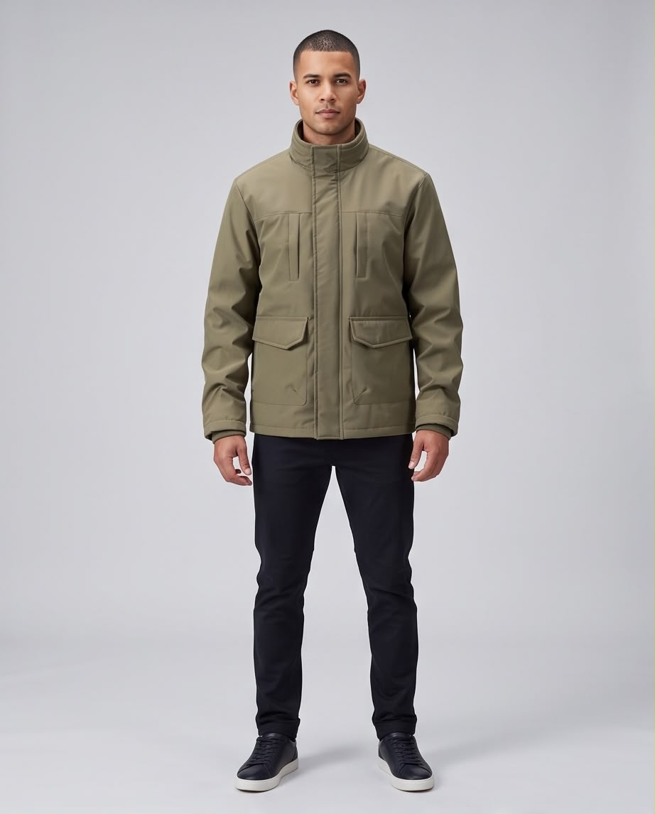 2H #88068 khaki stand up collar casual jacket