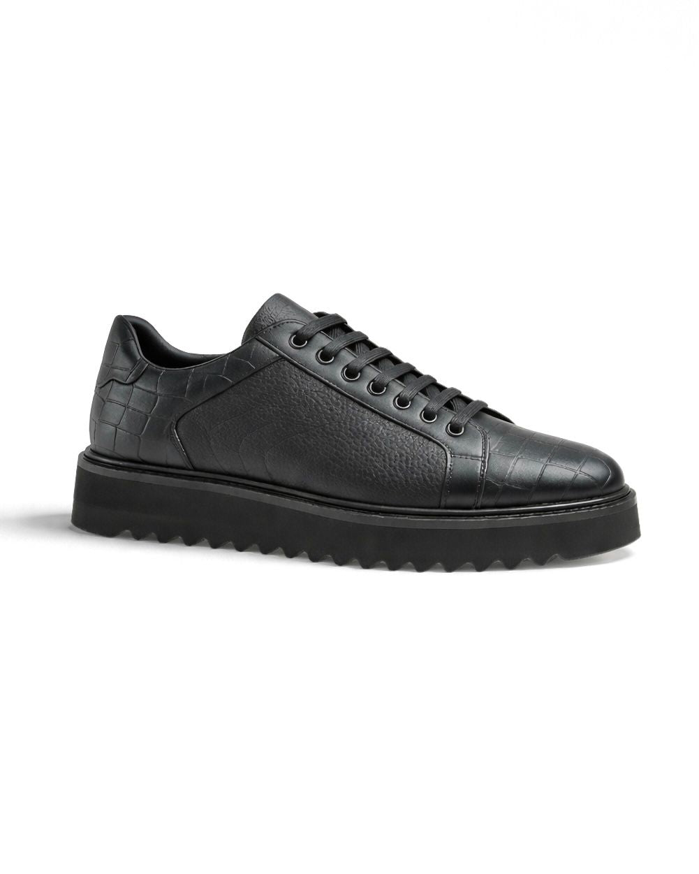 2H #S8018-98 Genuine Leather Black Casual Shoes