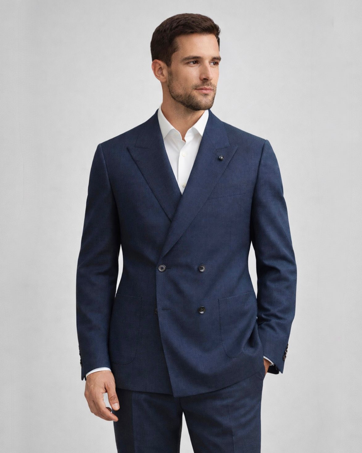 2H #004-2004-38 Navy Double Breasted Formal Suit