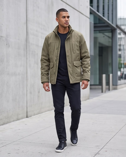 2H #88068 khaki stand up collar casual jacket