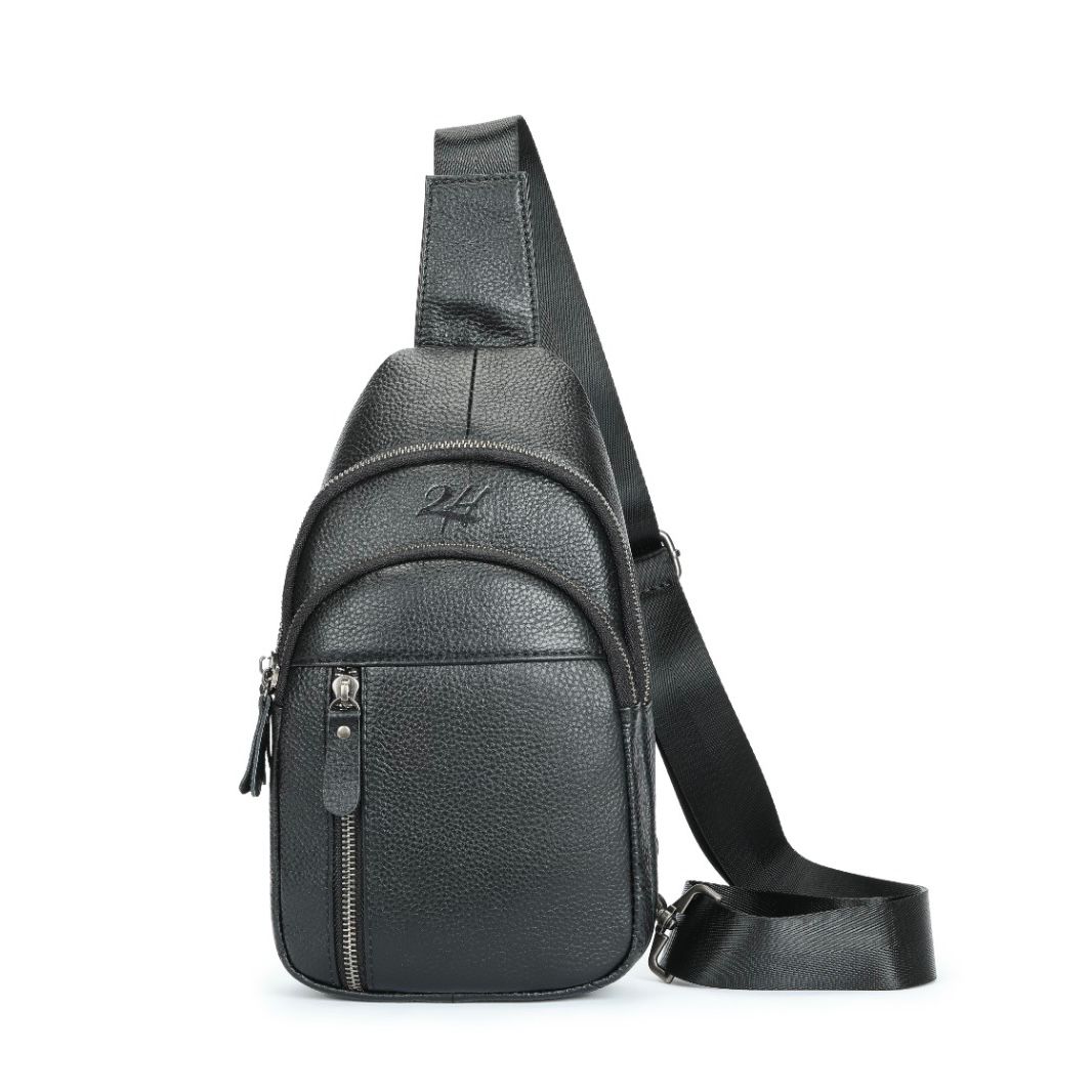 2H #9145 Genuine leather Black bag