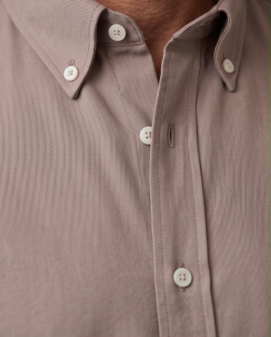 2H Light Brown Twill Casual Shirt