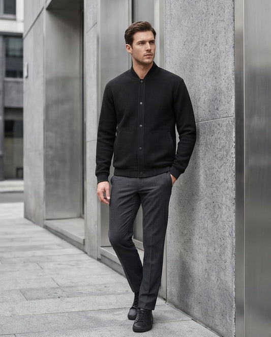 2H #2366 Black Embossed Casual Jacket
