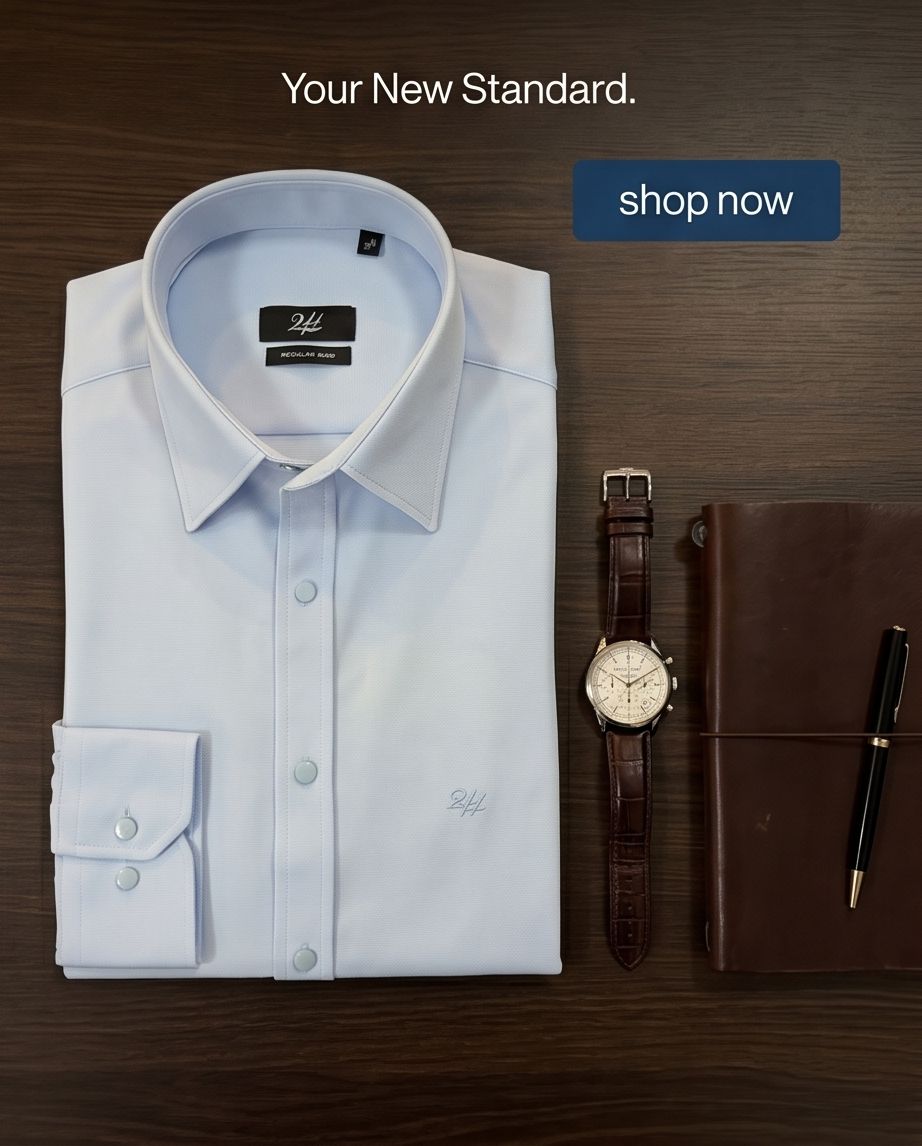 2H Snap Blue Shirt Embossed Full Lycra Regular Fit
