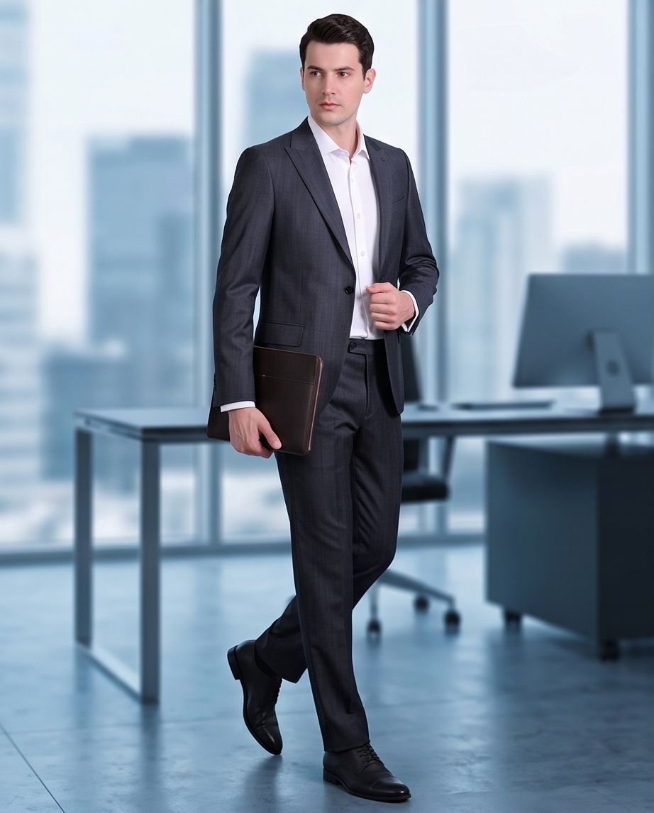 SALE! 2H #118-7 Dark Gray Casual Suit