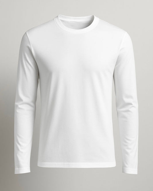 2H White Round-Neck Long Sleeve Slim Fit Sweater