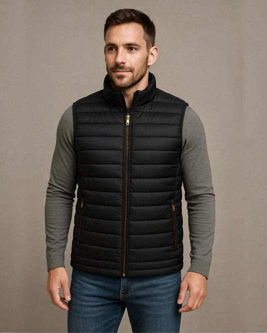 2H #22935 Black Puffer Lightweight Gilet