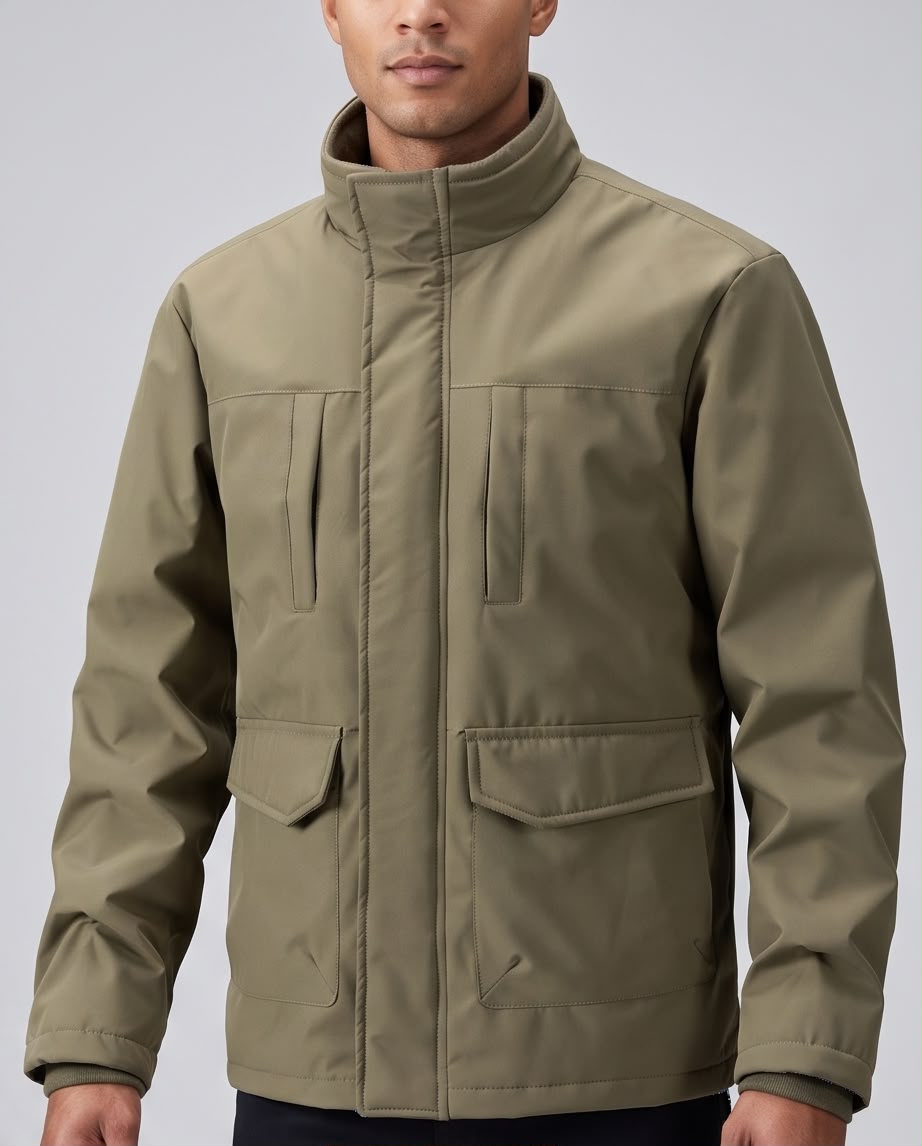 2H #88068 khaki stand up collar casual jacket