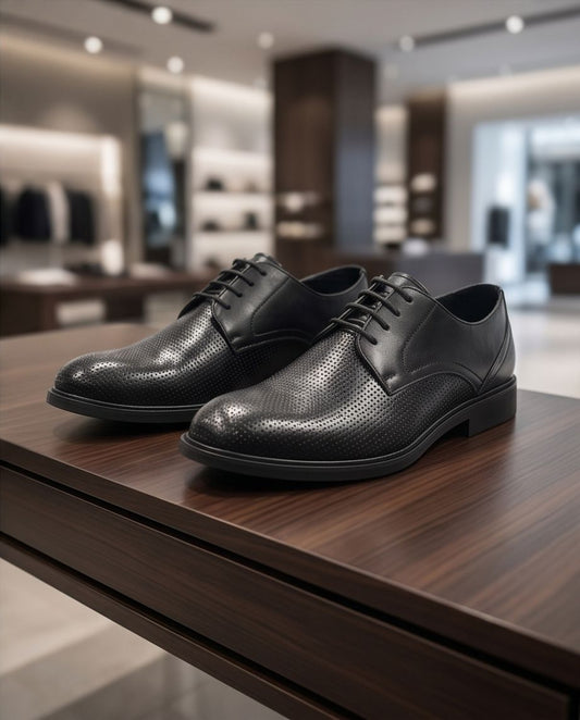 2H #JSL111-2 Black Formal Shoes