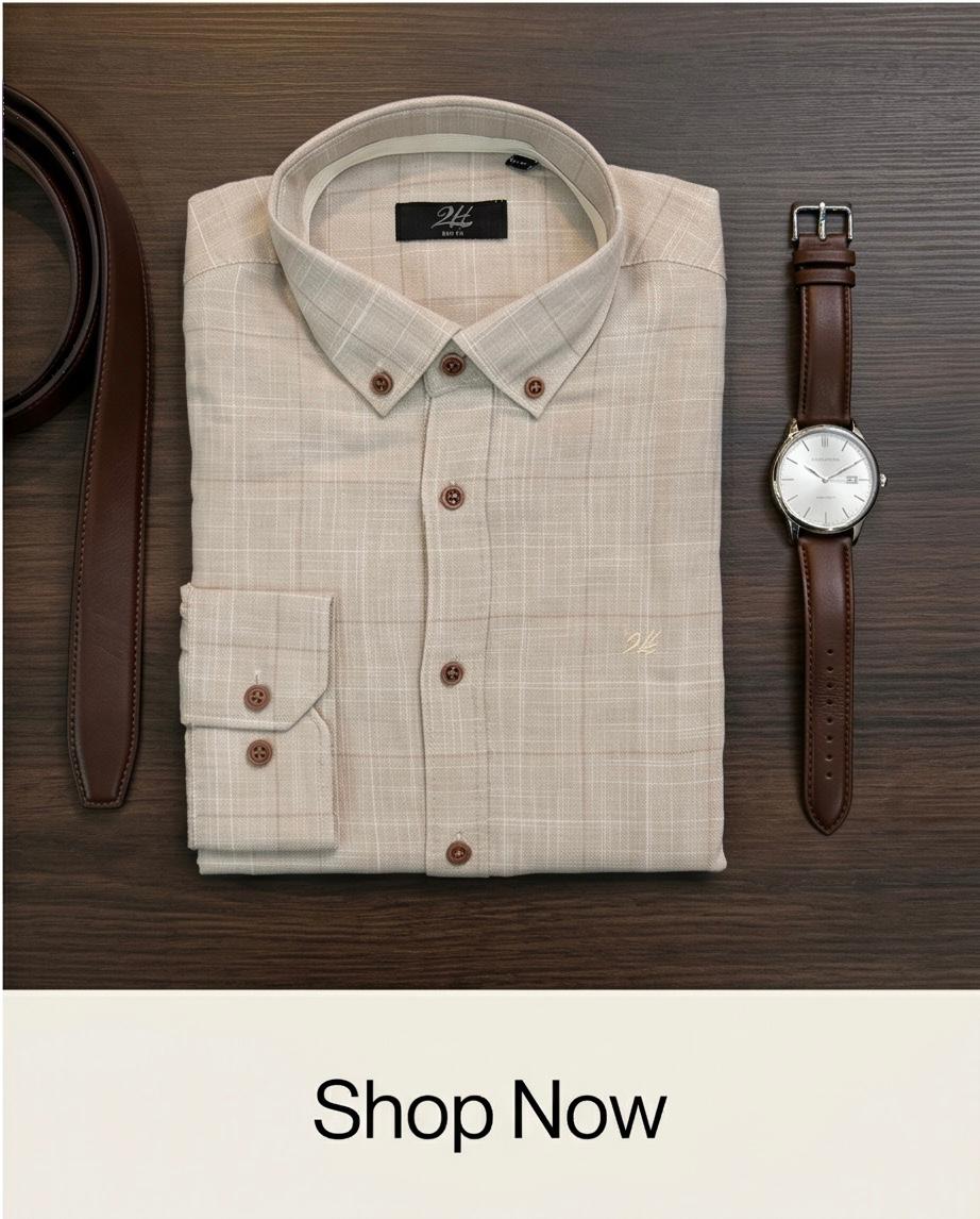 SALE! 2H Beige Squared Linen Shirt