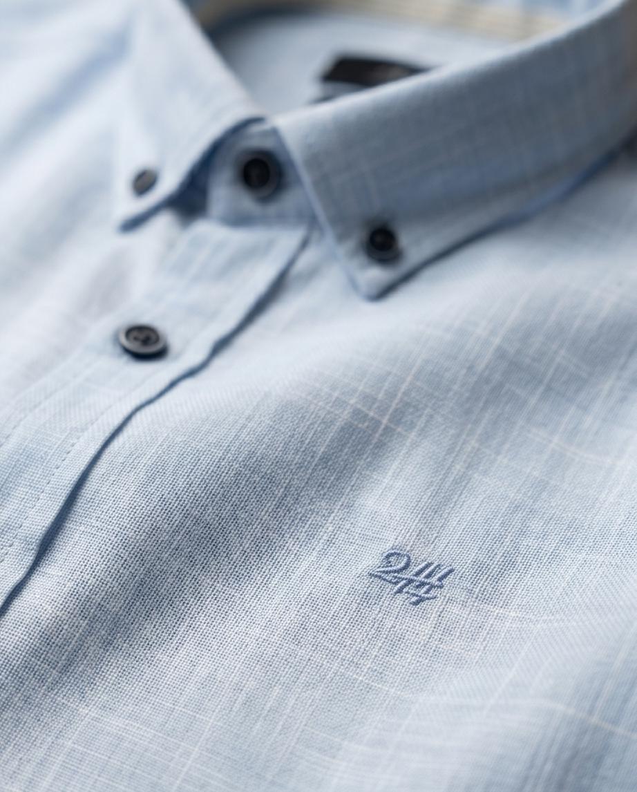 SALE! 2H Light Blue Squared Linen Shirt