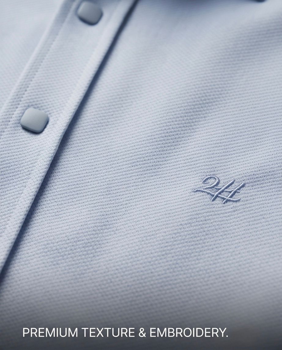 2H Snap Blue Shirt Embossed Full Lycra Regular Fit