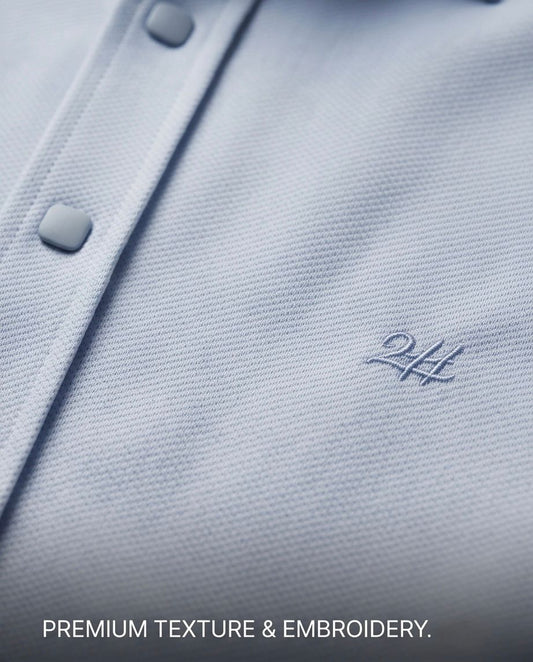 2H Snap Blue Shirt Embossed Full Lycra Regular Fit
