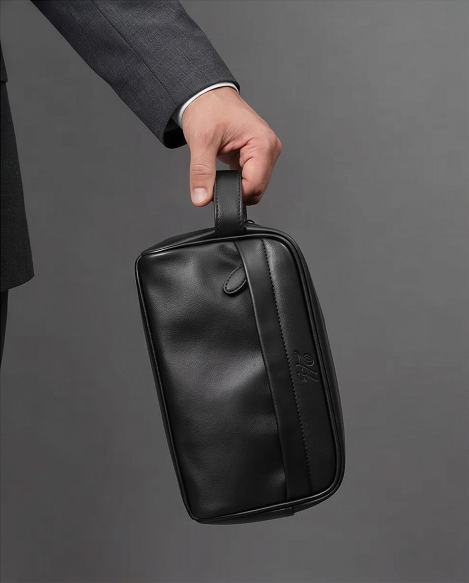 2H Black Plain Clutch Bag