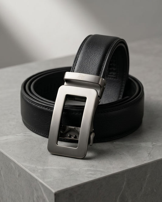 2H Automatic Sliding Buckle Leather Black