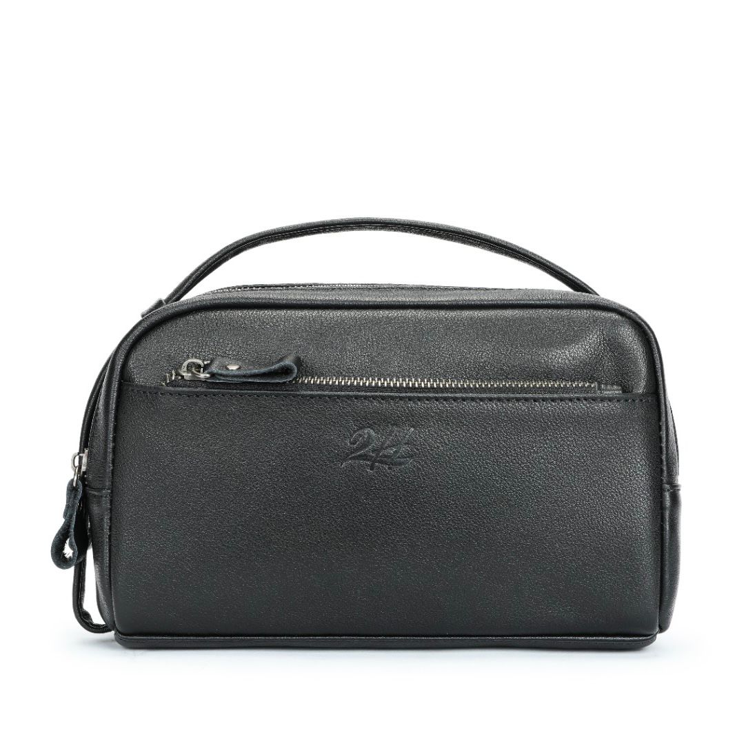 2H #7460 Genuine leather Black Bag