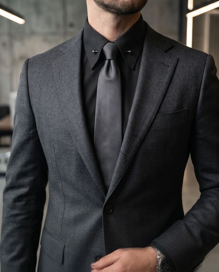 2H Black Classic Shirt With Pin