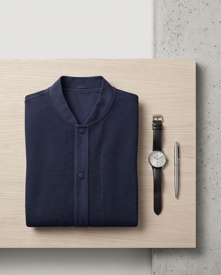 2H #2366 Navy Embossed Casual Jacket