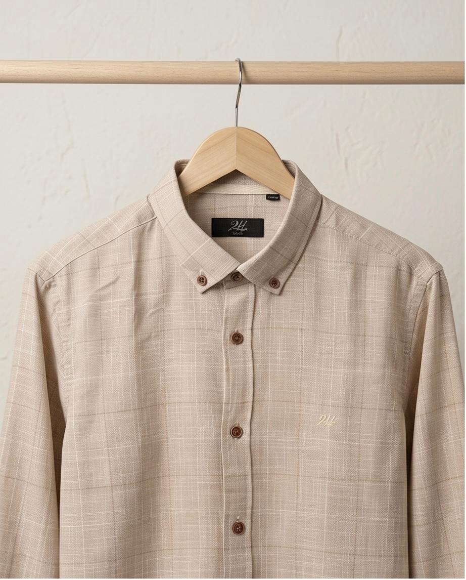 SALE! 2H Beige Squared Linen Shirt