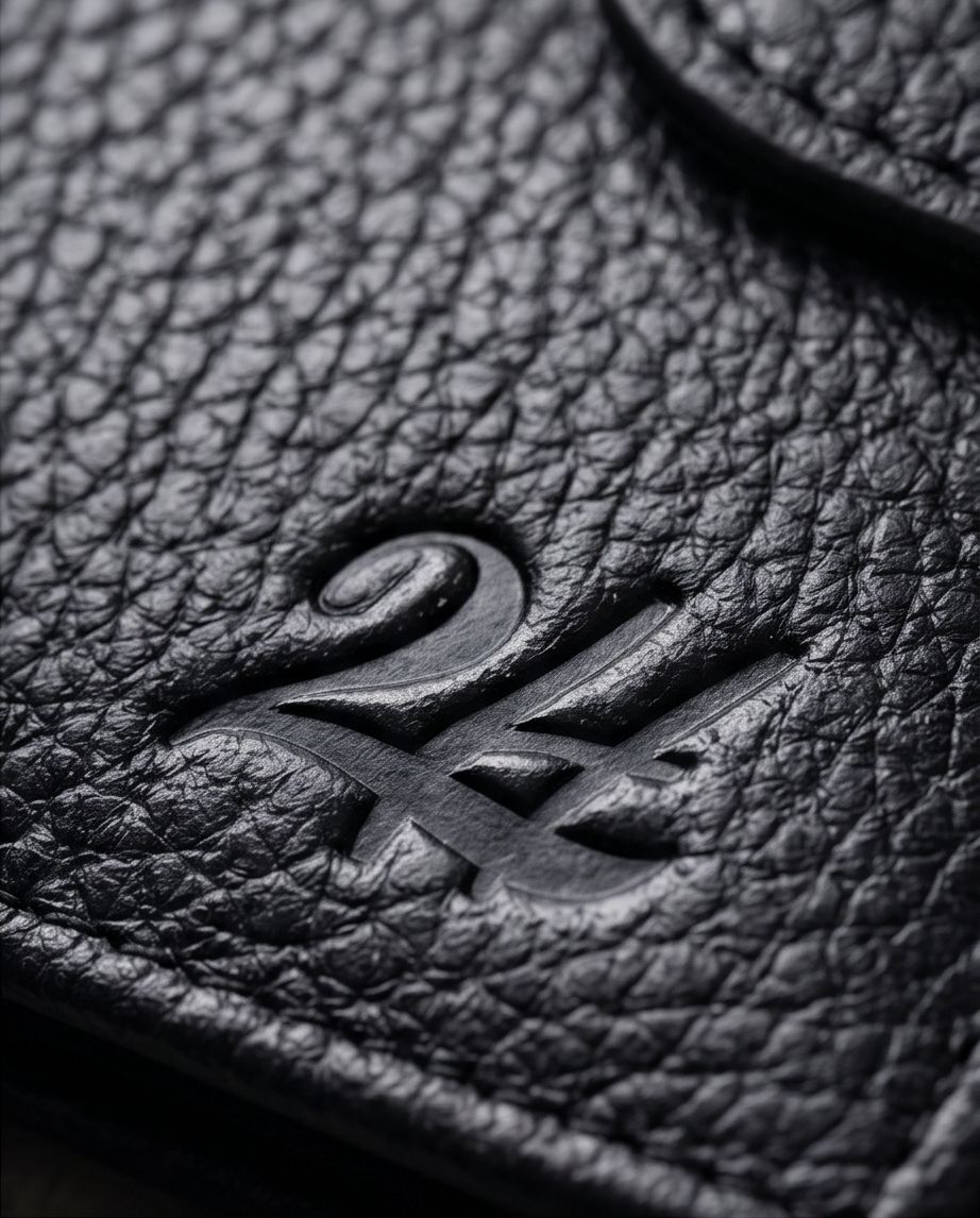 2H #1067 Embossed Black Genuine Leather Wallet