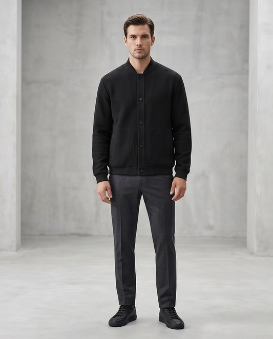 2H #2366 Black Embossed Casual Jacket