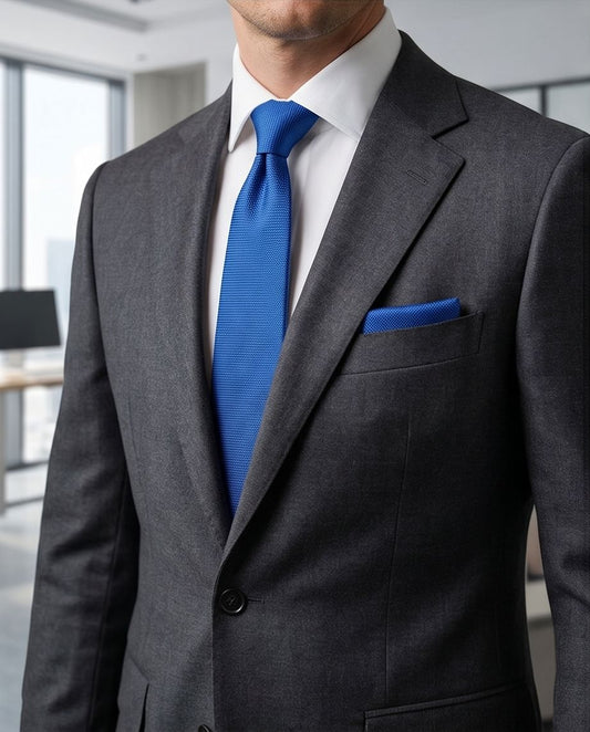 2H Navy Necktie With Foulard