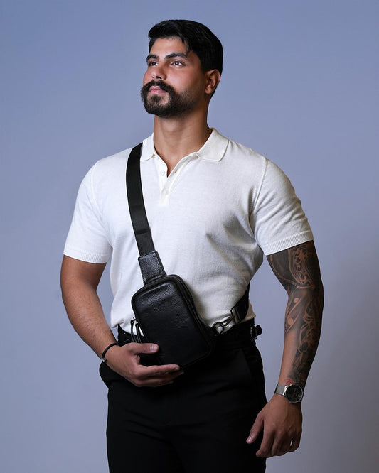 2H #9179 Black Bag Genuine Leather