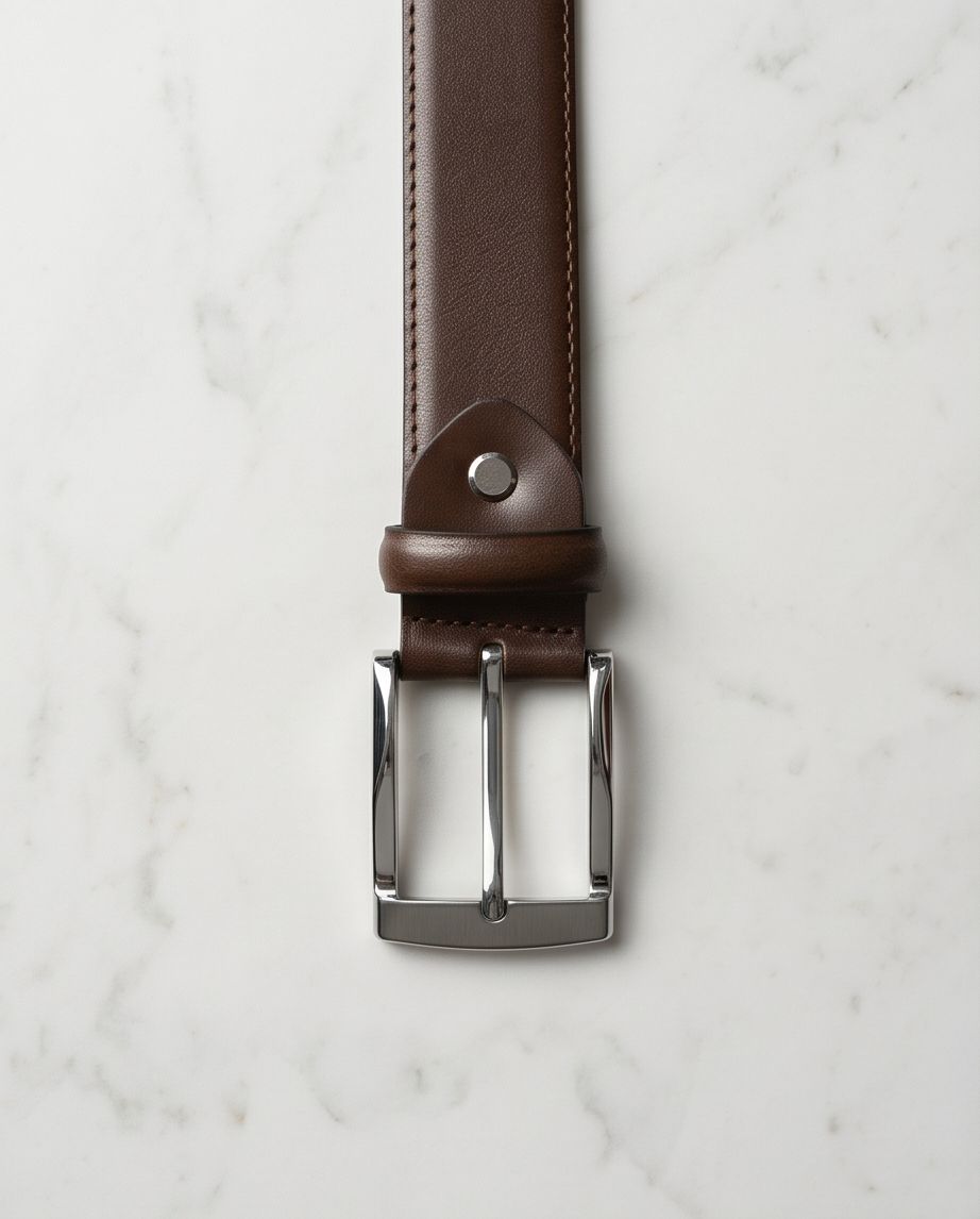 2H Brown Genuine Leather Formal Belt