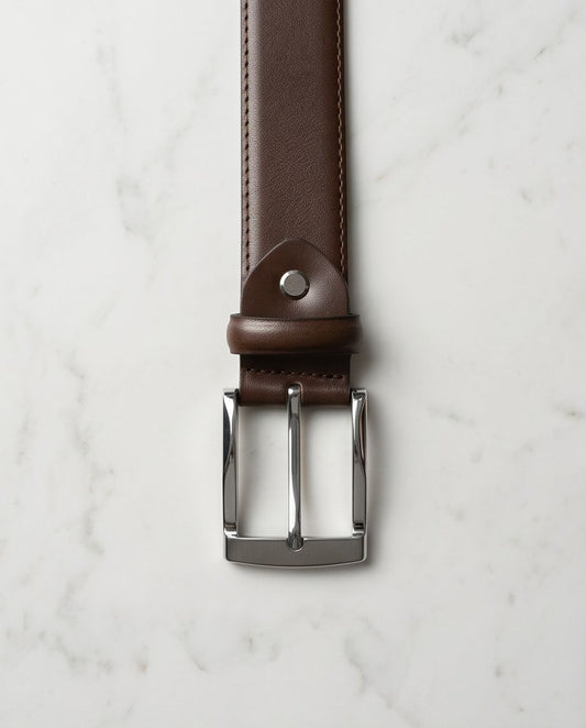 2H Brown Genuine Leather Formal Belt