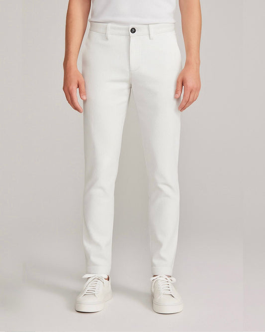 SALE! 2H White Cotton Embossed Chinos Pant